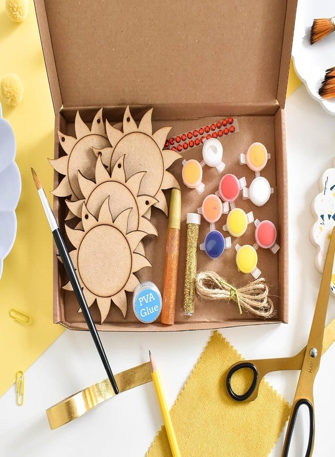 Haoser Pack of 10 Sunshine Bunting Craft Kit - 4 Inch Wooden Sun Cutouts for Kids DIY Painting - Summer Art & Craft Kit for Decoration - Image 2